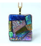 Dichroic Glass S005 Supersize Patchwork Pendant with Gold plated chain - Image 4