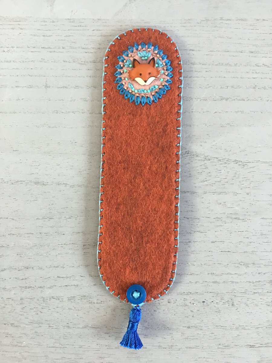 Embroidered Fox Bookmark 