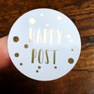 35 x Foiled Happy Post 37mm Stickers - Small Business Supplies