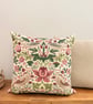 William Morris Strawberry Thief Cushion Cover - Rose & Green, Ticking Stripe