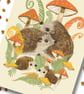 Birthday card Hedgehog toadstool wildlife blank inside - Image 2