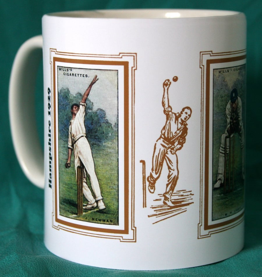 Cricket mug Hampshire 1929 cricket counties J Newman, W H Livsey & A Kennedy vin