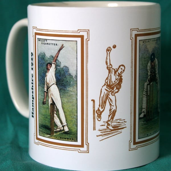 Cricket mug Hampshire 1929 cricket counties J Newman, W H Livsey & A Kennedy vin