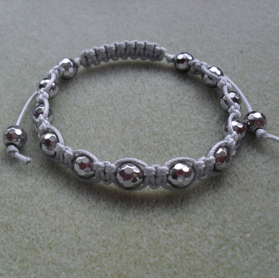 Macrame Bracelet With Silver Coloured Haematite 
