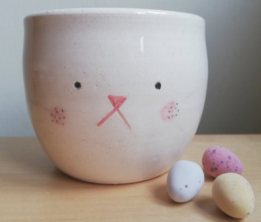 Ceramic bunny rabbit succulent plant pot - handmade pottery planter gift
