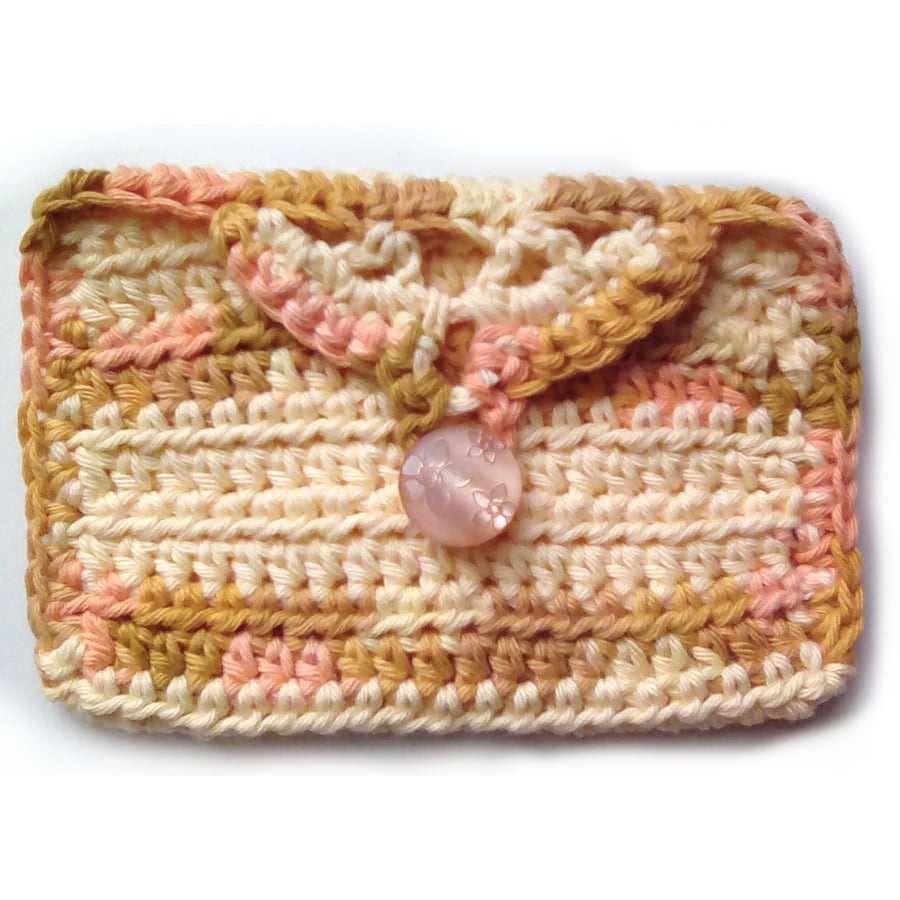 Yellow cotton wallet with pretty flower button