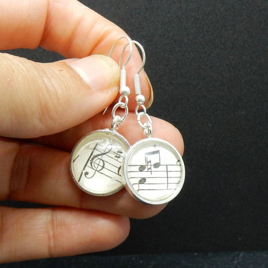 Vintage Music Score note earrings