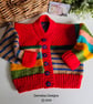 Designer Hand Knitted Multicoloured Baby Cardigan Size 9 - 18 months - Image 1