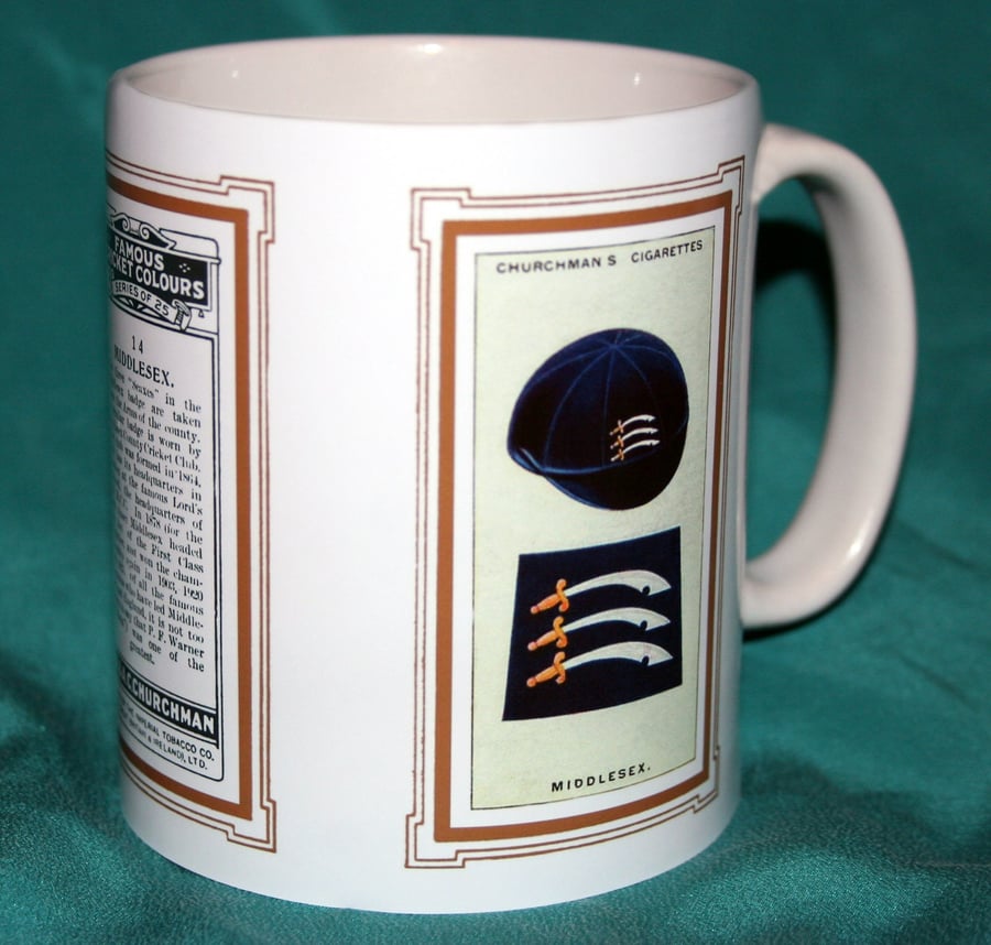 Cricket mug Middlesex 1928 cricket colours vintage design mug