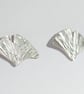 Gingko Leaf Earrings, Silver Studs - Image 3