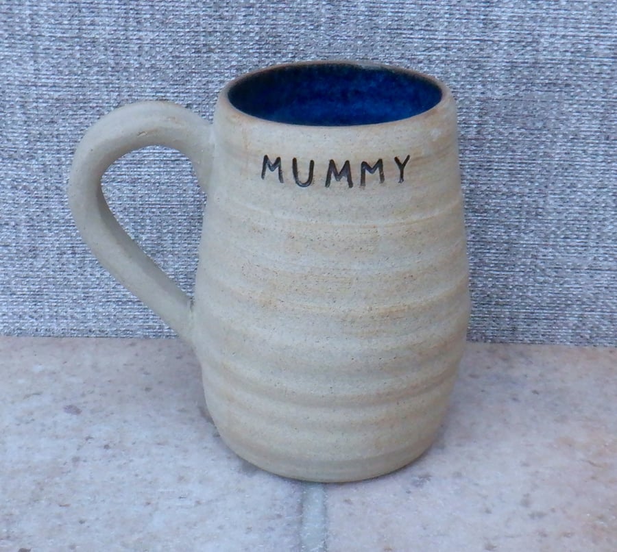 Large coffee mug for MUMMY tea cup stoneware hand thrown pottery wheelthrown 