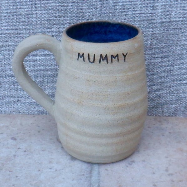 Large coffee mug for MUMMY tea cup stoneware hand thrown pottery wheelthrown 