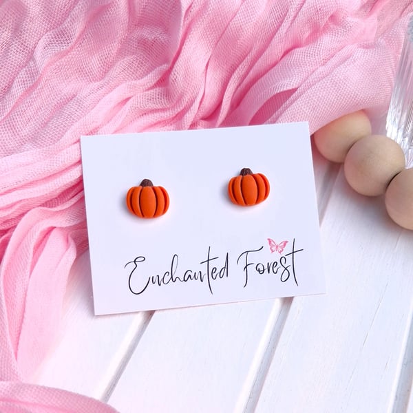 Mini Pumpkin Stud Earrings, Autumn Jewellery, Accessories & Gifts