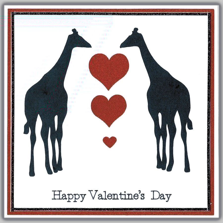 Valentines Day Card - Giraffes.  FREE UK DELIVERY