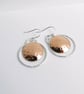 Earrings, Sterling Silver and Copper Moon Eclipse Dropper Earrings - Image 4