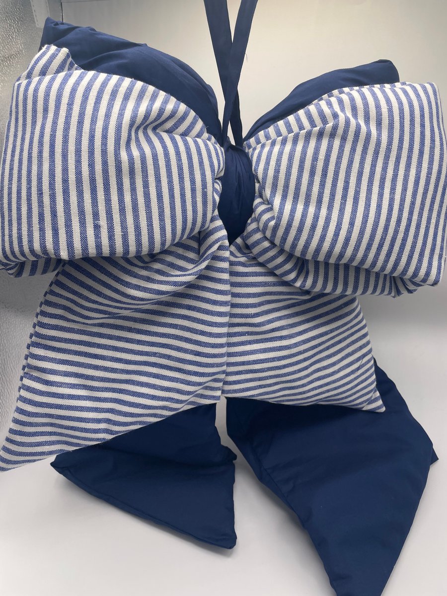 DOUBLE BOW - DARK BLUE WITH BLUE AND WHITE STRIPE INNER