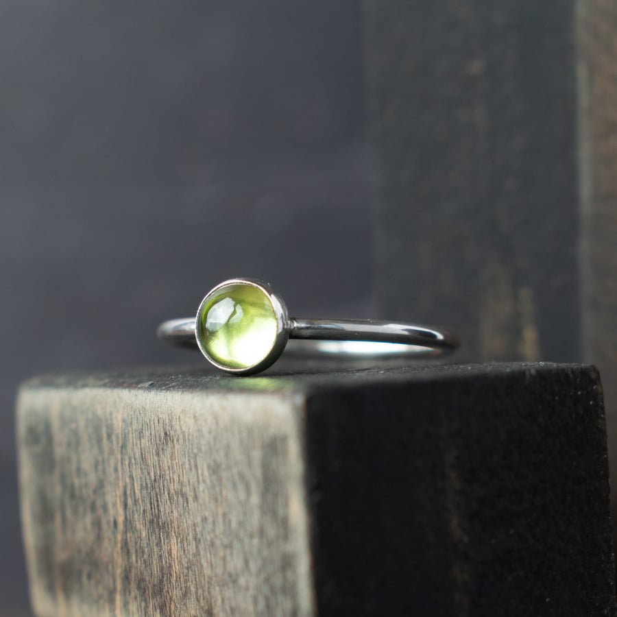 Peridot Ring - August Birthstone Silver Stacking Ring