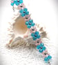 Turquoise and Pink Facetted Glass Bead Bracelet. Free UK Postage - Image 1