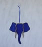 Stained Glass Blue & White Elephant Head Suncatcher - Image 4
