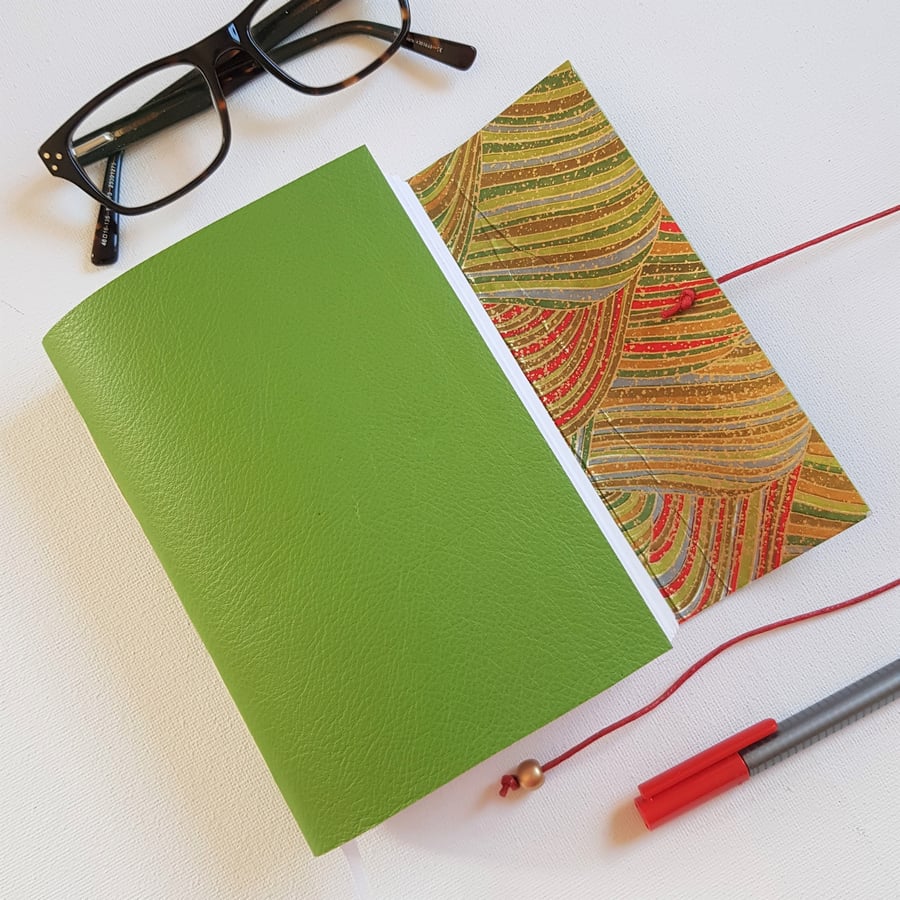 Bright Green Chiyogami Journal, Notebook or Sketchbook, A6