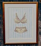 Cream bra and knickers painting with hand-stitched seed pearls and ribbon - Image 1