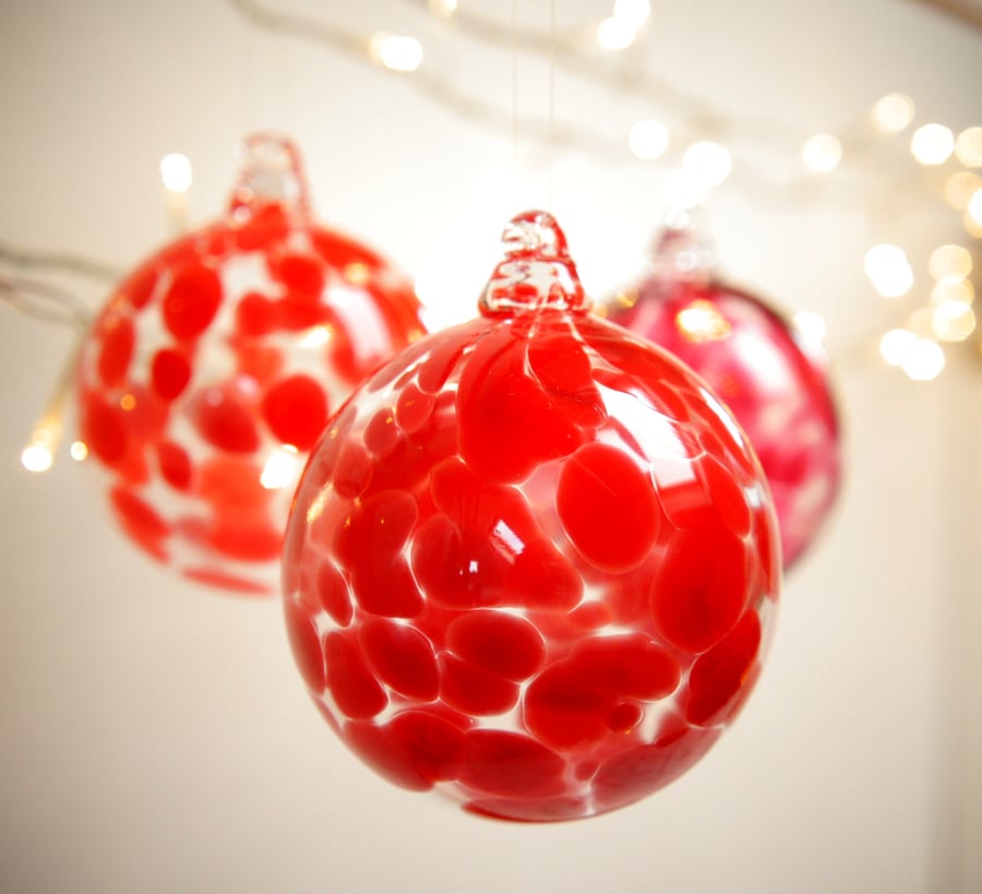 Crimson Red Handmade Blown Glass Bauble