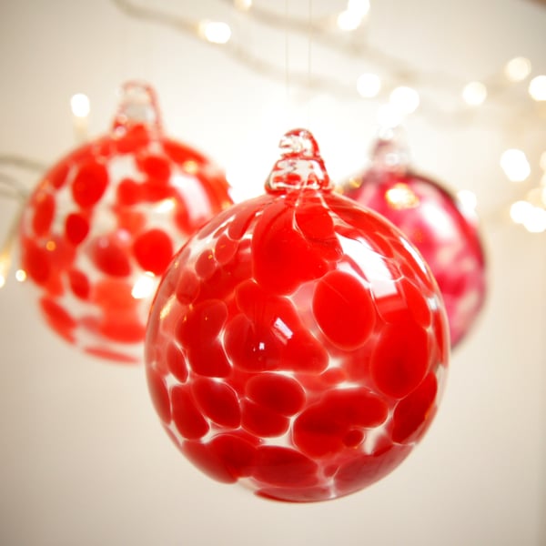 Crimson Red Handmade Blown Glass Bauble