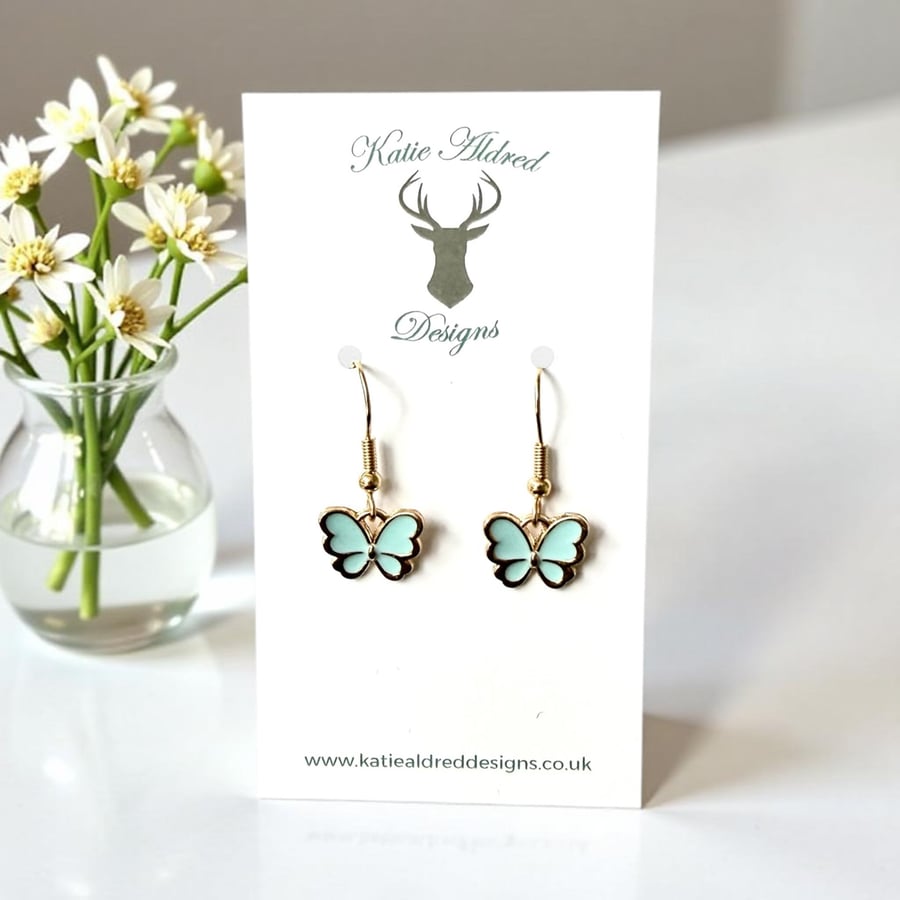 Charm Earrings - Pale Blue Butterfly