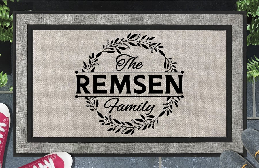 Personalised Surname Door Mat - Customised Family Name Doormat - All Weather 