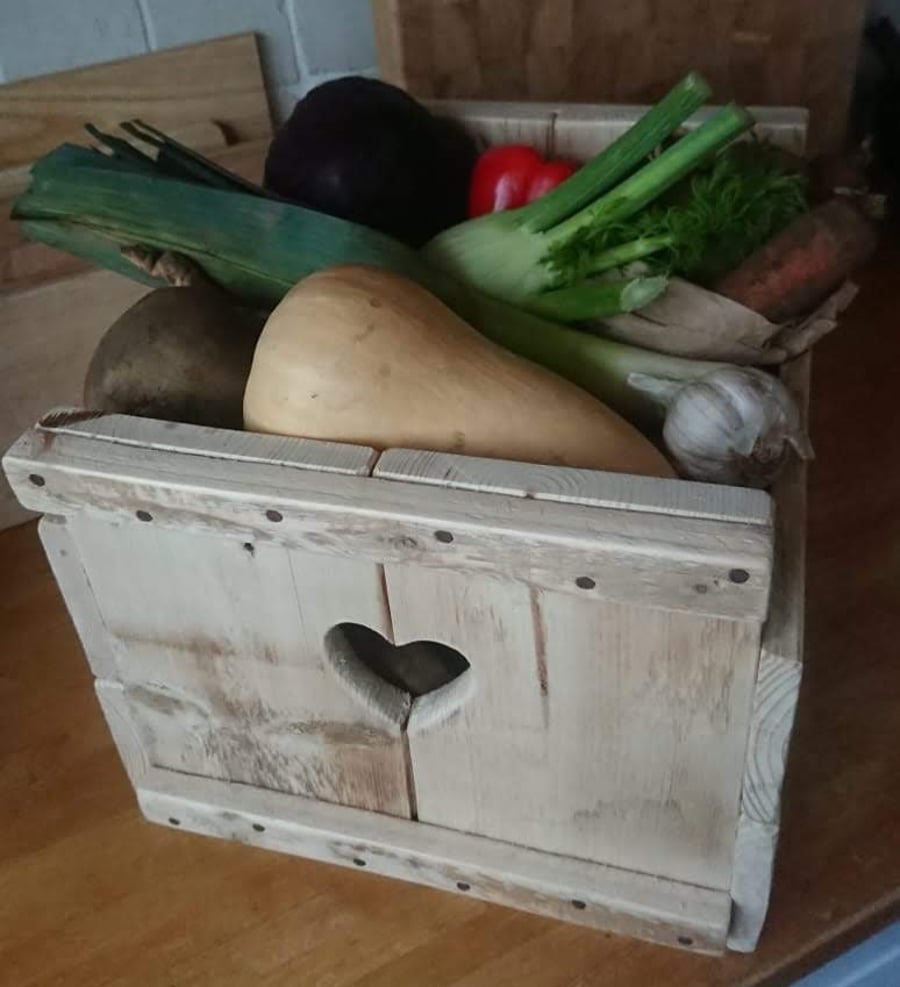 Rustic Wooden Veg Crate with a Heart... or two!!