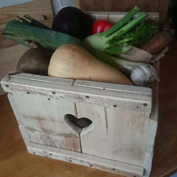 Rustic Wooden Veg Crate with a Heart... or two!!