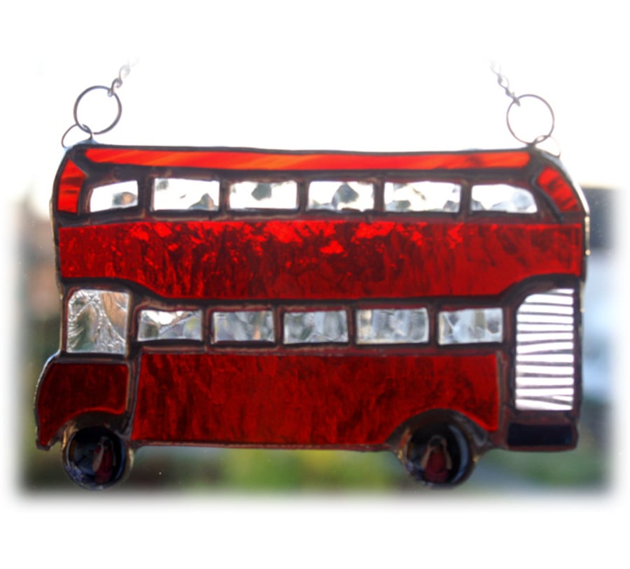 Double Decker Bus Suncatcher Stained Glass Red London