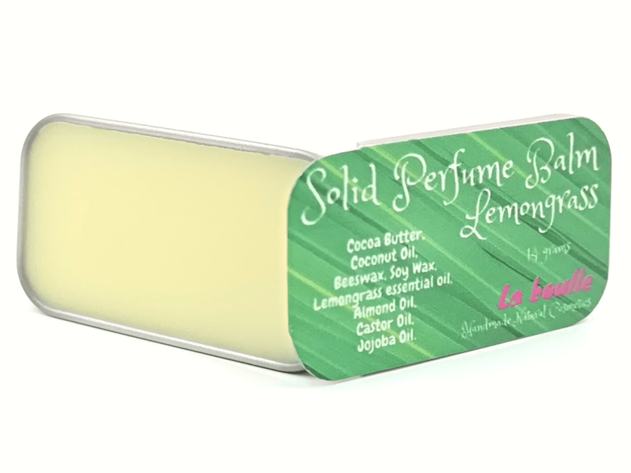 Lemongrass Solid Natural Perfume Balm. For sensitive skin. Handmade. UK.