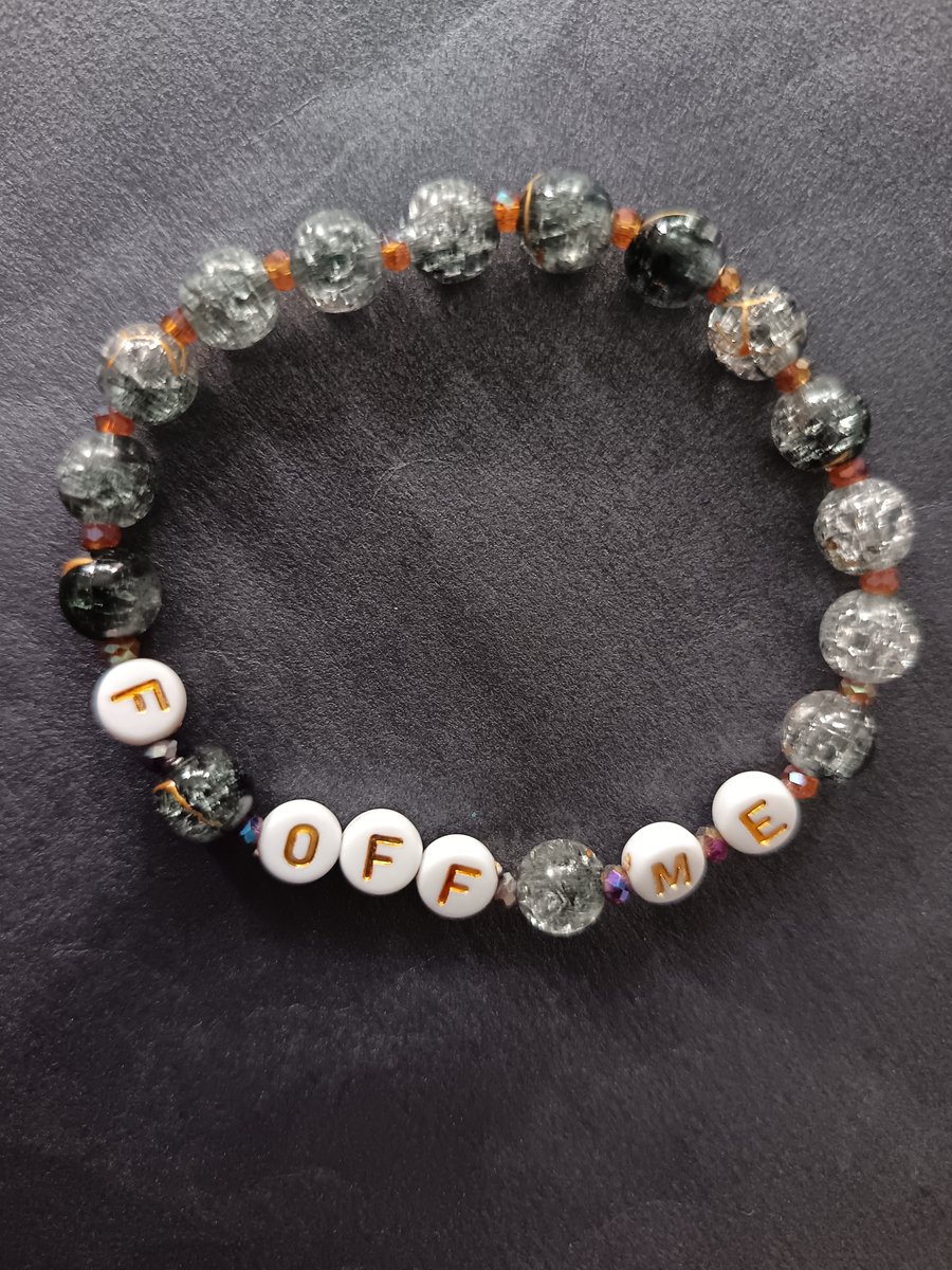 Elasticated M.E. awareness beaded bracelet with empowerment message