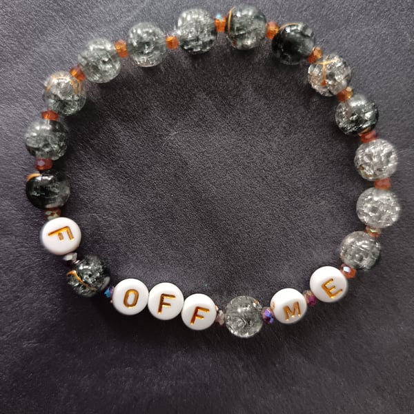 Elasticated M.E. awareness beaded bracelet with empowerment message