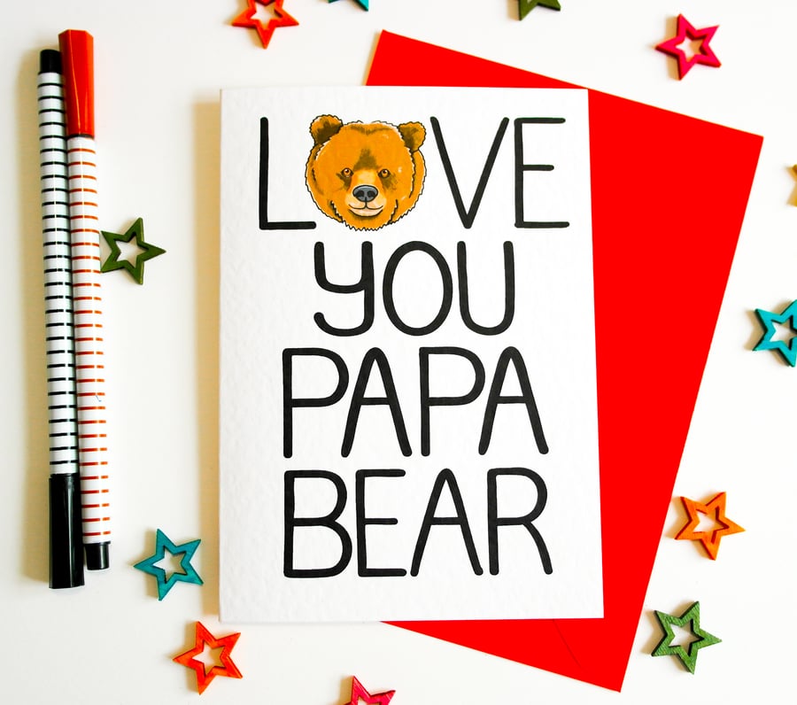 Love You Papa Bear Father's Day Card, Daddy Bear Birthday Card, Grandad Card