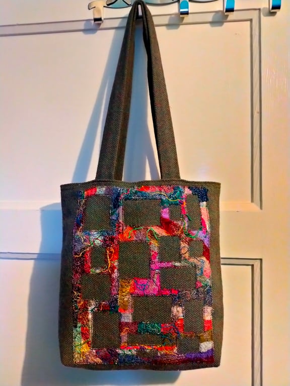 Handcrafted embroidered and appliqued unique should bag.