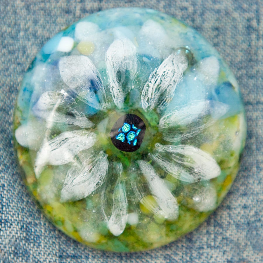 Fused Glass Flower Brooch