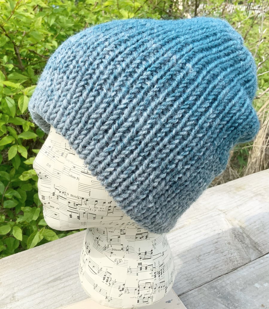 Reversible Hat. Knitted Hat. Beanie. Slouchy. Woollen Hat. Woolly Hat. Hats.