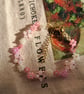 Pink Blossom Beaded Bracelet – Handmade Floral Glass Beads with Gold Finish