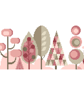 050F - Cross Stitch Scandinavian Forest Trees - PASTELS - Pink-Beige  - Image 1
