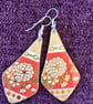 Stylish Cherry Blossom Boho Teardrop Earrings – Golden & Pink Washi Tape Dangles - Image 2