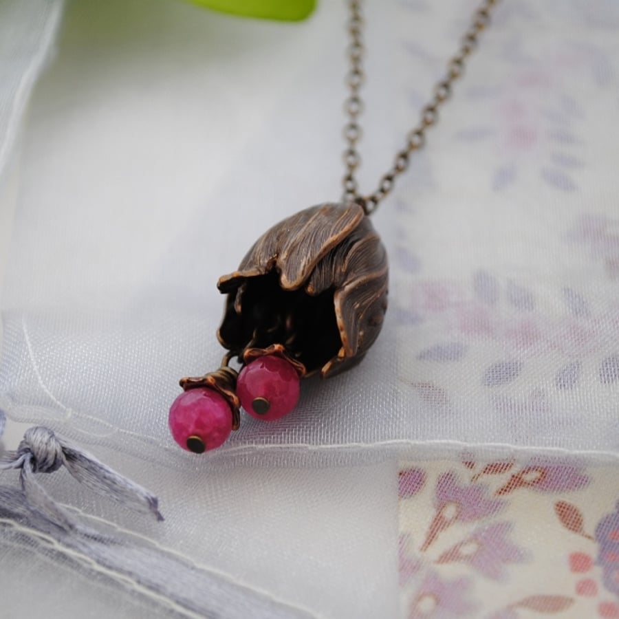 Antique brass flower necklace