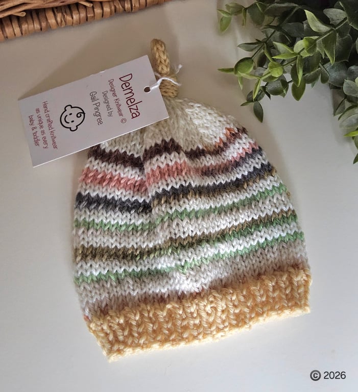 Designer Newborn Knotted Pixie Hat Pure Merino Wool 