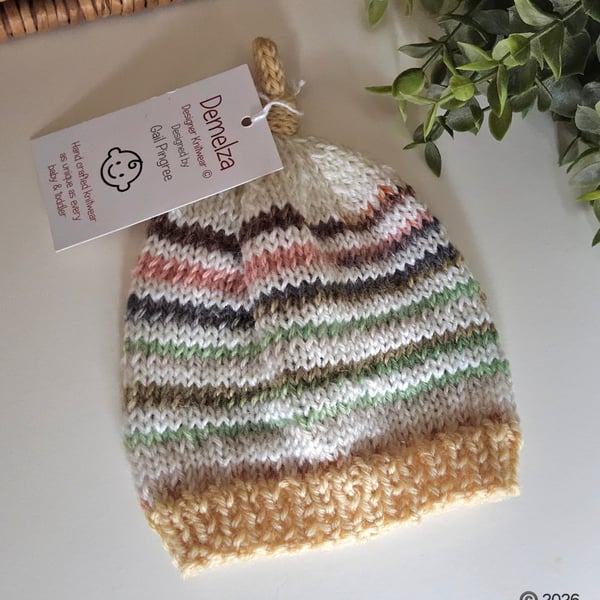 Designer Newborn Knotted Pixie Hat Pure Merino Wool 