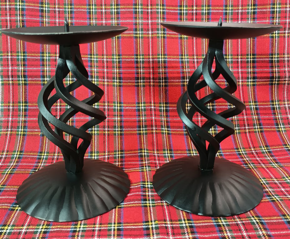 PAIR Tall Jacobite style blacksmith made candlesticks