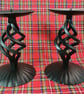 PAIR Tall Jacobite style blacksmith made candlesticks - Image 1