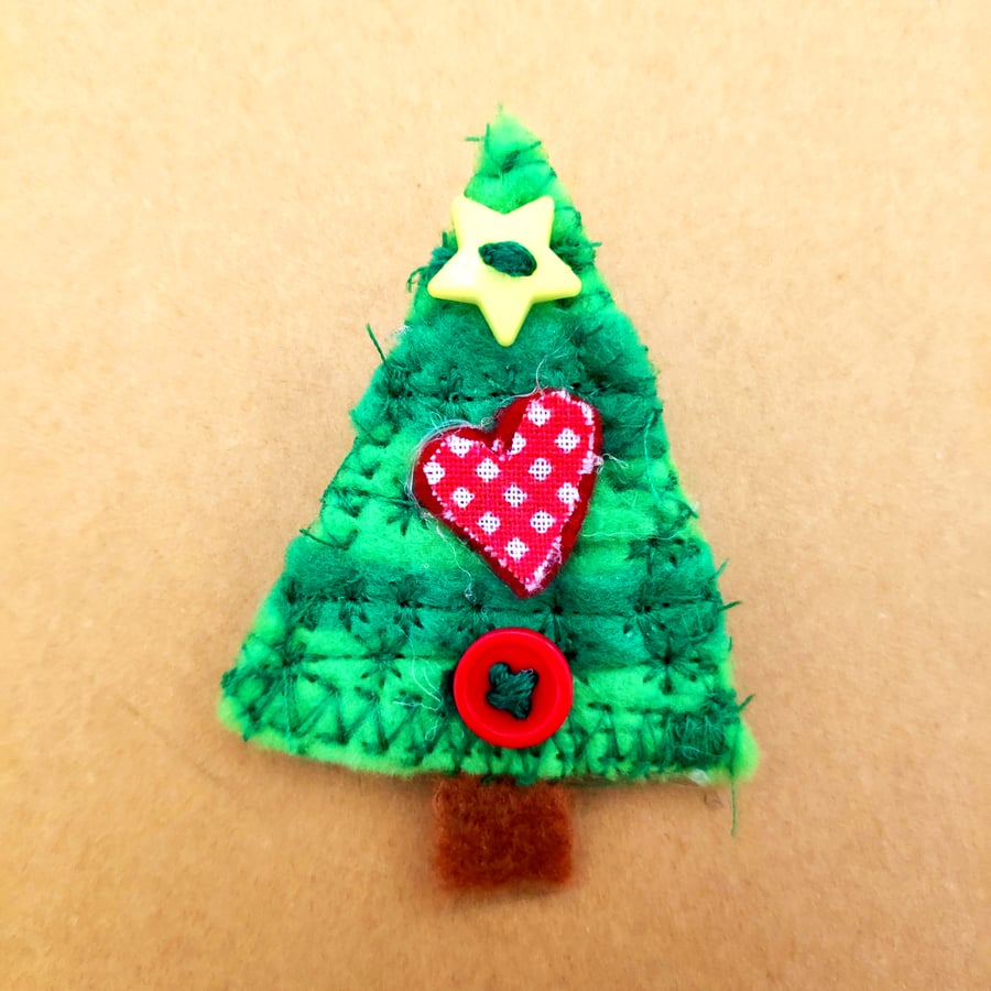 Handmade Felt Christmas Tree Brooch