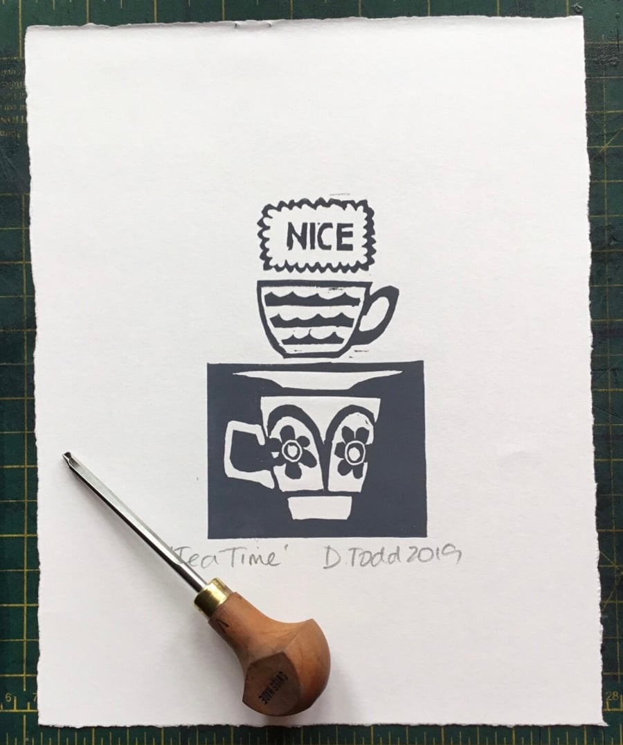 ‘Tea Time’' Lino Print