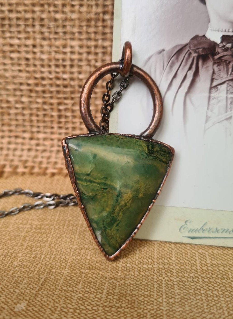 Gemstone pendant, electroformed jewellery, rustic necklace, crystal pendant, boh